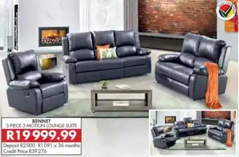 Beares Bennet 3-piece 3-motion Lounge Suite offer