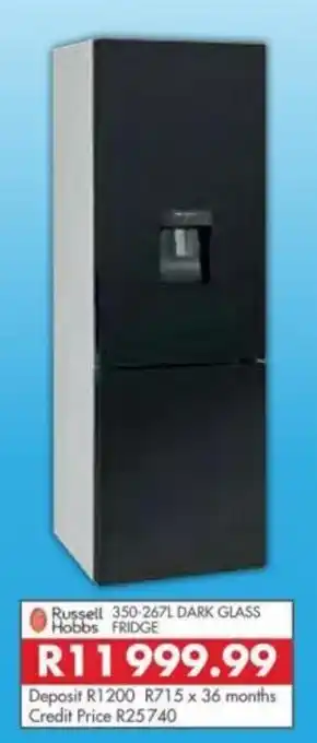 Beares Russell Hobbs 350-267L Dark Glass Fridge offer
