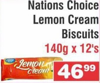 Nations Choice Lemon Cream Biscuits 140g x 12's