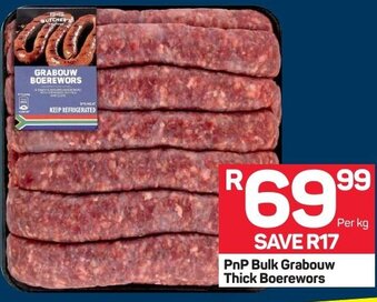 Pick n Pay PnP Bulk Grabouw Thick Boerewors offer
