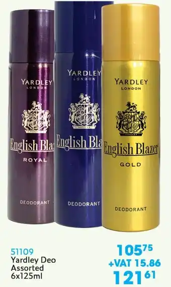 Africa Cash and Carry Yardley Deo assorted 125ml offer