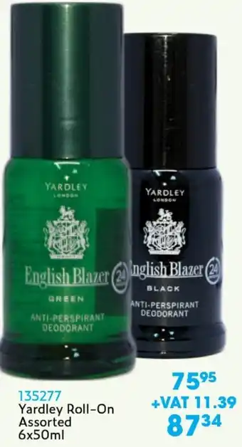 Yardley Roll-On Assorted 50ml