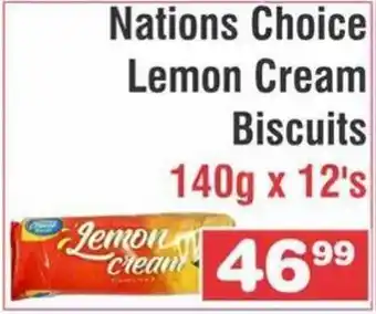 Advance Cash n Carry Nations Choice Lemon Cream Biscuits 140g x 12's offer