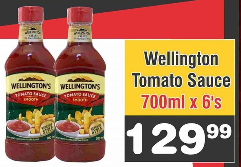 Wellington Tomato Sauce 700ml x 6's offer at Advance Cash n Carry