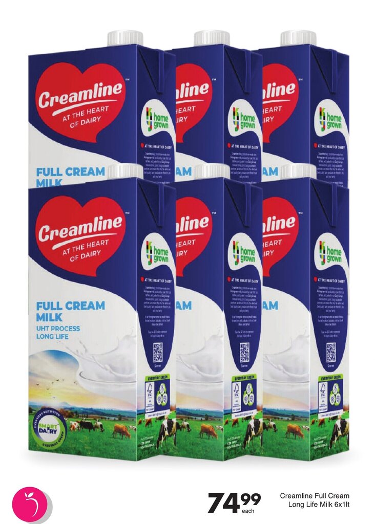 Creamline Full Cream Milk 6 x 1lt offer at Save
