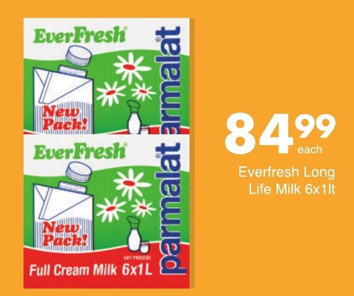 EverFresh Full Cream Milk 6 x 1L offer at Save