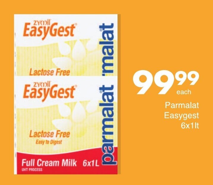 Parmalat EasyGest Full Cream Milk 6 x 1lt offer at Save