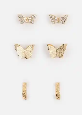 Woolworths Butterfly studs & hoop earrings 3 pack offer