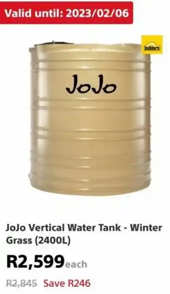 Builders Warehouse Jojo Vertical Water Tank-Winter Grass 2400L offer