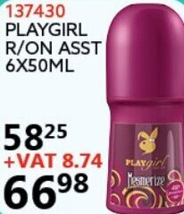 Africa Cash and Carry Playgirl R/On Asst 50ml offer