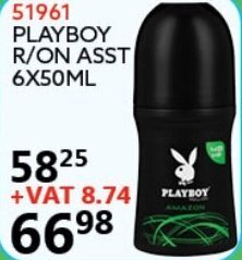 Africa Cash and Carry Playboy R/On Asst 50ml offer