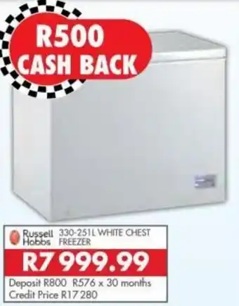 Beares Russell Hobbs White Chest Freezer 330-251L L offer