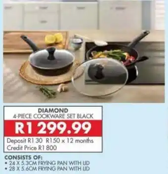 Beares Diamond 4-Piece Cookware Set Black offer