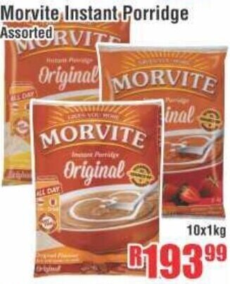 Devland Cash And Carry Morvite Instant Porridge Assorted 10x1Kg offer
