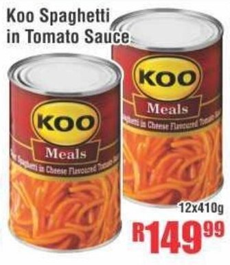 Devland Cash And Carry Koo Spaghetti In Tomato Sauce 12x410g offer