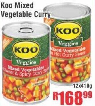 Devland Cash And Carry Koo Mixed Vegetable Curry 12x410g offer