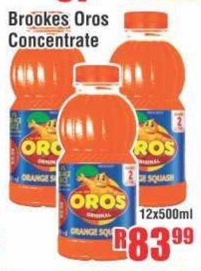 Devland Cash And Carry Brookes Oros Concentrate 12x500ml offer