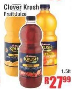 Devland Cash And Carry Clover Krush Fruit Juice 1.5Lt offer