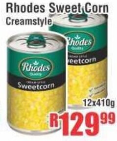 Devland Cash And Carry Rhodes Sweet Corn Creamstyle 12x410g offer