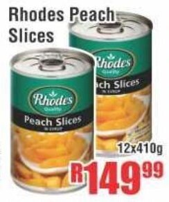 Devland Cash And Carry Rhodes Peach Slices 12x410g offer