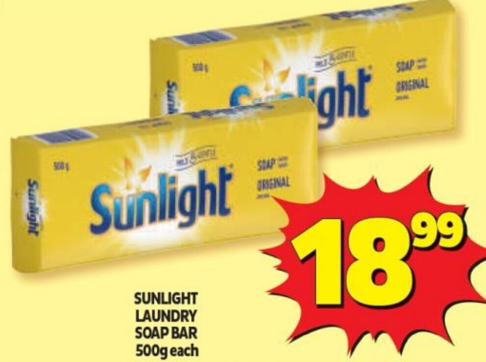 Sunlight Laundry Soap Bar 500g offer at Usave