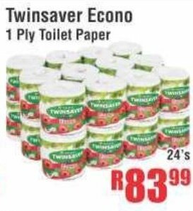 Devland Cash And Carry Twinsaver Econo 1 Ply Toilet Paper 24's offer