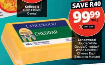 Checkers Lancewood Gouda/White Gouda/Cheddar/White Cheddar Cheese 900g offer