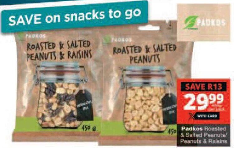 Padkos Roasted And Salted Peanutspeanuts And Raisins 450g Offer At Checkers 4981