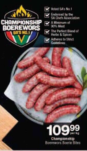 Checkers Championship Boerewors Boerie Bites offer