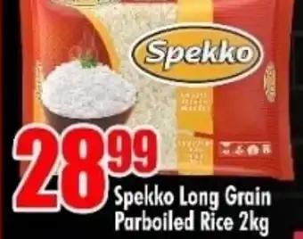 Three Star Cash and Carry Spekko Long Grain Parboiled Rice 2Kg offer