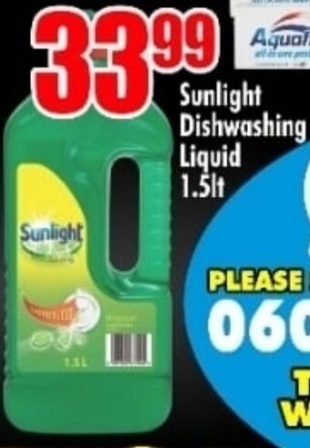 Three Star Cash and Carry Sunlight Dishwashing Liquid 1.5Lt offer