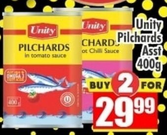 Three Star Cash and Carry Unity Pilchards Asst 400g offer