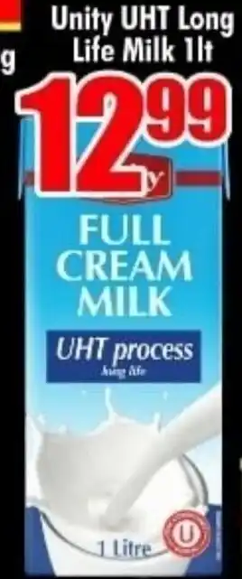 Three Star Cash and Carry Unity UHT Long Life Milk 1Lt offer