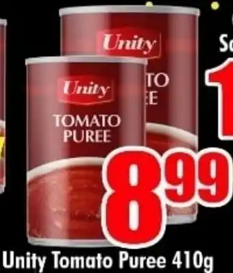 Three Star Cash and Carry Unity Tomato Puree 410g offer