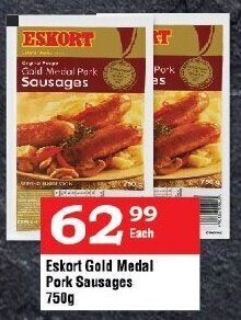 Oxford Freshmarket Eskort Gold Medal Pork Sausages 750g offer