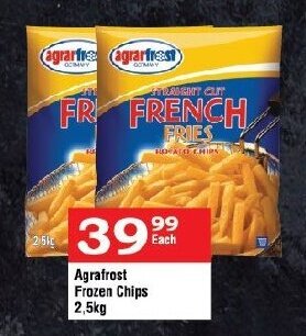 Oxford Freshmarket Agrafrost Frozen Chips 2,5Kg offer