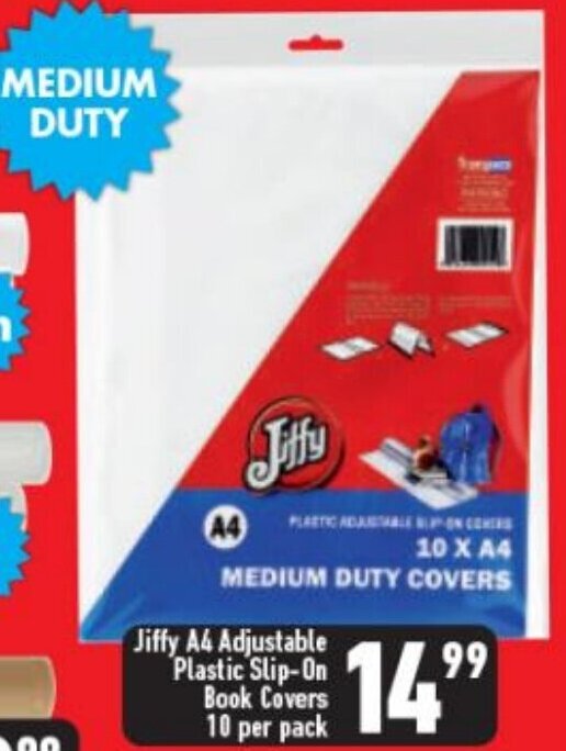 Jiffy A6 Adjustable Plastic SlipOn Book Covers 10 per Pack offer at
