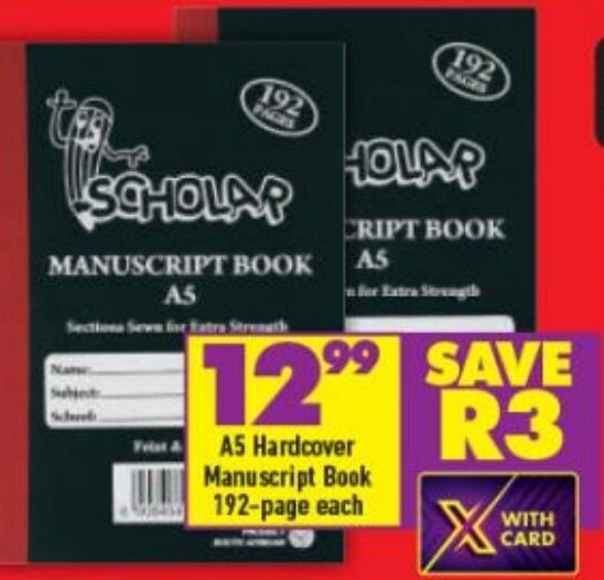 A5 Hardcover Manuscript Book 192 Pages offer at Shoprite