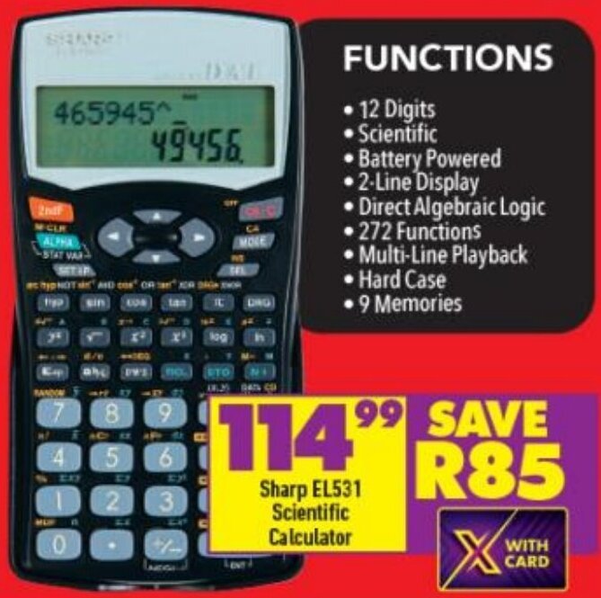 Sharp EL531 Scientific Calculator offer at Shoprite