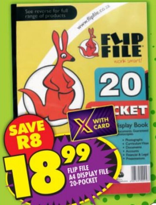 Flip File A4 Display File 20 Pocket offer at Shoprite