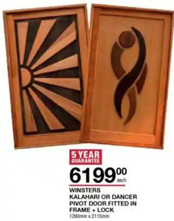 Build It Winsters Kalahari or Dancer Pivot Door Fitted in Frame + Lock offer