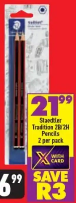 Shoprite Staedtler Tradition 2B/2H Pencils 2 per Pack offer