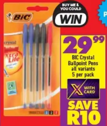 Shoprite BIC Crystal Ballpoint Pens 5 per Pack offer