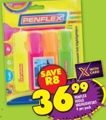 Shoprite Penflex Higlo Highlighters 4 per Pack offer