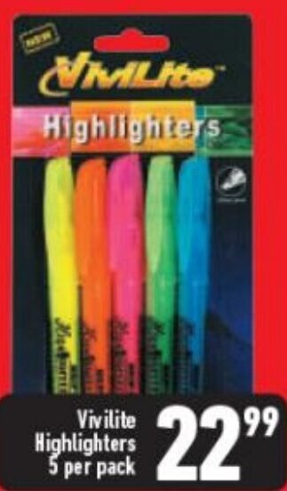 Vivilite Highlighters 5 per Pack