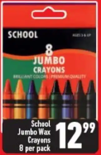School Jumbo Wax Crayons 8 per Pack