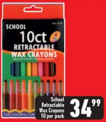 Shoprite School Retractable Wax Crayons 10 per Pack offer