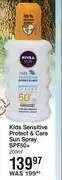 Dis-Chem Nivea sun kids sensitive protect & care sun spray spf50+-200ml offer