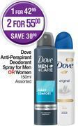 Dis-Chem Dove anti perspirant deodorant spray for men or women assorted-150ml offer