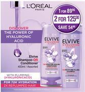 Dis-Chem L'oreal elvive shampoo or conditioner assorted-400ml offer